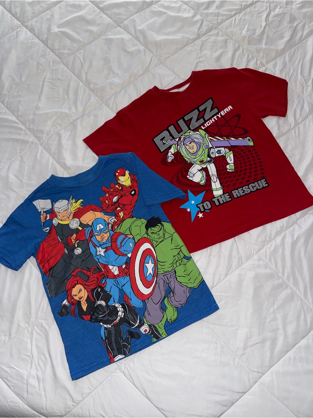 Marvel and Disney Red Buzz Lightyear Tee & Blue Avengers Graphic Tee